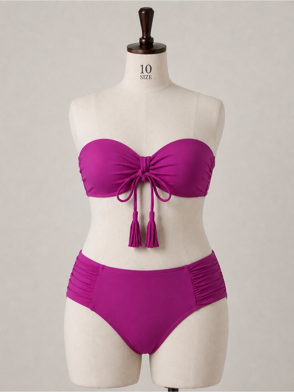 👙BOGO Free Seafolly Bright Fuchsia Bandeau Bikini Set with Tassel Tie